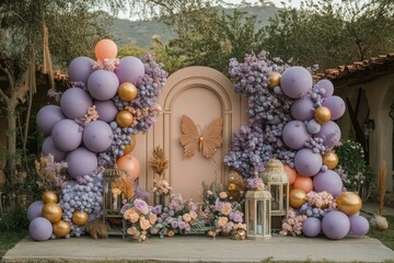 Sophisticated butterfly balloons for outdoor garden events and beautiful photography backdrops