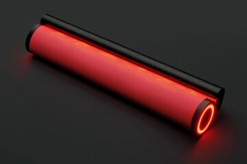 Polished black frame on a neon red glowing Chinese scroll.