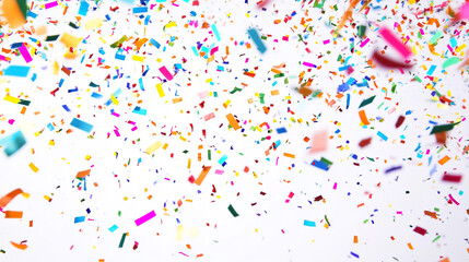 Colorful confetti falling background festive celebration party red fun blue pink happy event paper
