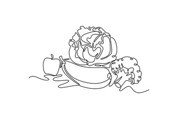 Nutrition concept. Single line draw design vector graphic illustration.