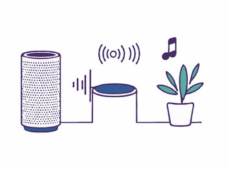 Illustration of Voice-Activated Smart Assistant Device
