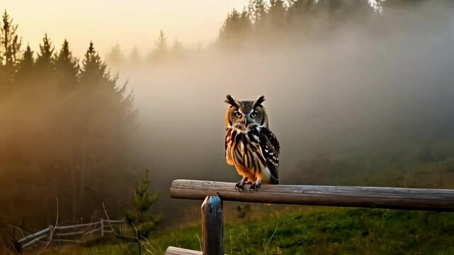 Owl horizontal slow motion high resolution cinematic animal video, Animation high resolution cinematic Creative 4k video, Young chimpanzee sitting on forest floor
