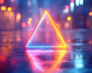Vibrant Neon Triangle Pattern Glowing in Bold Color Scheme for Product Display