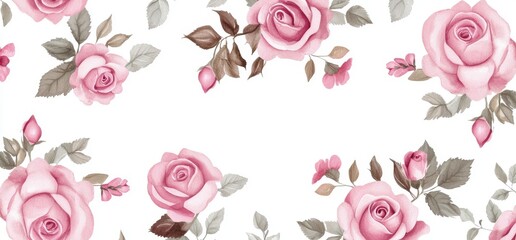 This card is ready to use, featuring a watercolor invitation design that includes roses, leaves, flowers, and a watercolor background with floral elements and a botanic watercolor illustration, all