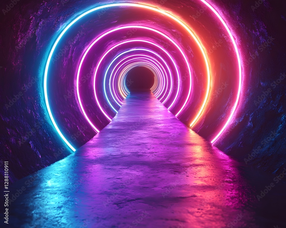 Wall mural radiant neon spiral pattern showcasing depth and motion in minimalist backdrop