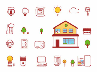 Smart Home Energy Management System Icons Set