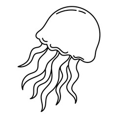 Jellyfish black and white drawing. Graceful marine creature illustration suitable for nature themed designs, educational materials, and coloring book for kids