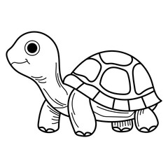 Turtle line art suitable for coloring books, educational materials, conservation graphics, and logo design in nature themed projects.