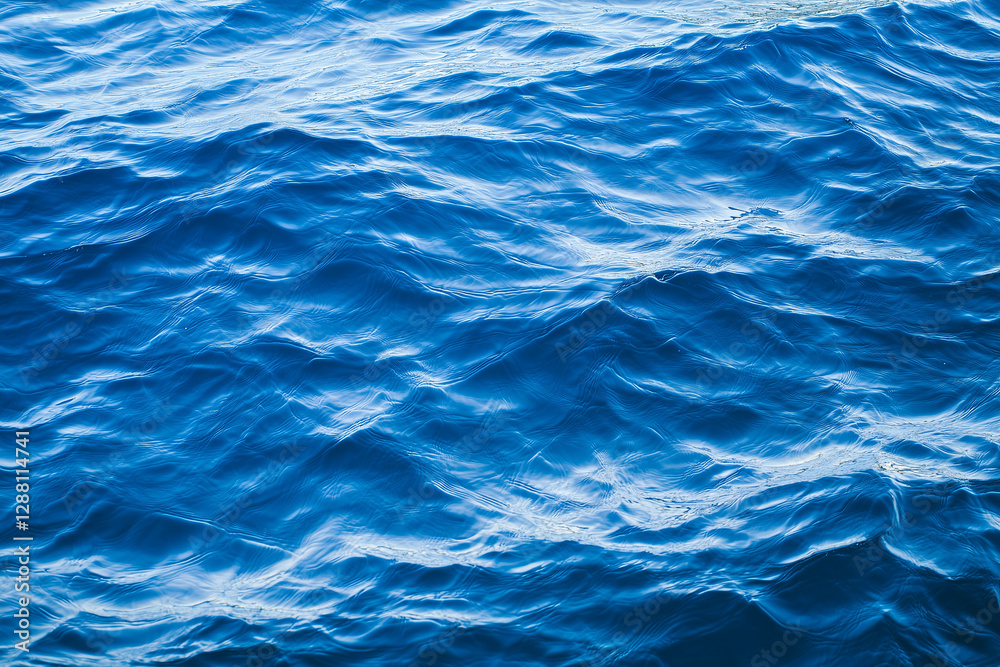 Poster Deep blue ocean water with subtle wave patterns creating serene scene
