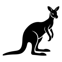 Kangaroo Silhouette Vector Icon White Background.