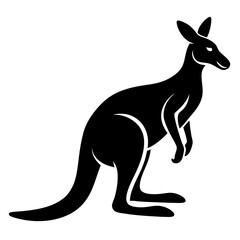 Black Kangaroo Silhouette Vector Icon Crisp & Detailed.