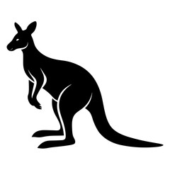 Black Kangaroo Silhouette Vector Icon Crisp & Detailed.