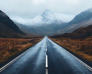 Mountain Road Trip, Rainy Day, Highland