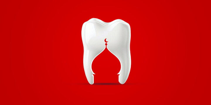 Eid, Ramadan, Eid Ul Adha: creative concept design idea for dental care, Dental Doctors, Dental Clinics, and teeth. The toothbrush paste looks like the moon of Eid, representing the Muslim festival of