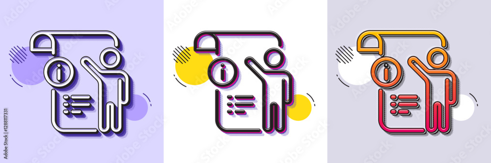 Poster manual doc line icon. halftone dotted pattern. gradient icon with grain shadow. technical instructio
