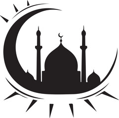 Crescent Moon Mosque Islamic SVG Art

