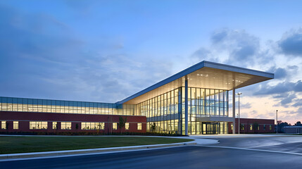 Modern Building Exterior at Dusk