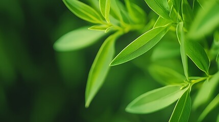Obraz premium Close-Up of Vibrant Green Leaves with Lush Texture