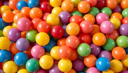 Obraz premium Colorful assortment of bright plastic balls, symbolizing play, childhood fun, entertainment, vibrant colors, and playful toy design for kids and games.