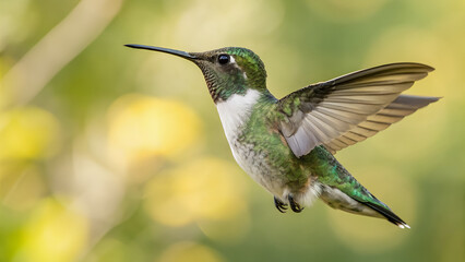 Obraz premium Emerald Wings: Ruby-throated Hummingbird in Flight.