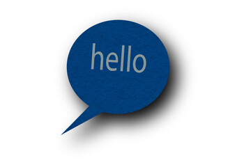 Blue speech bubble with pointed tail on transparent background.