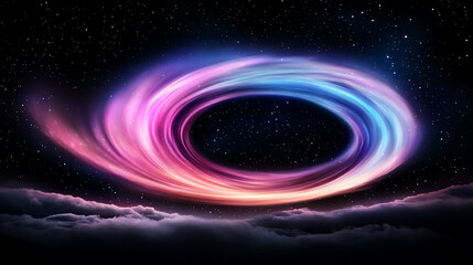 Celestial aurora vortex. vibrant aurora vortex swirls with cosmic ribbons in starry sky