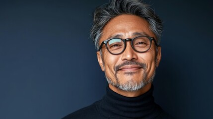 Obraz premium This is a portrait of a middle-aged adult male with glasses.