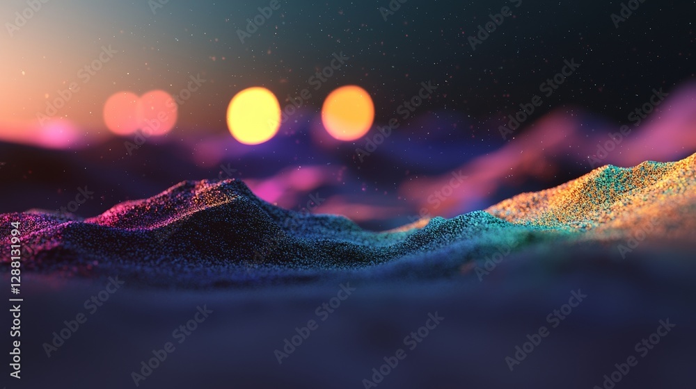 Wall mural vibrant multicolored data shines over an abstract digital backdrop, derived from stock