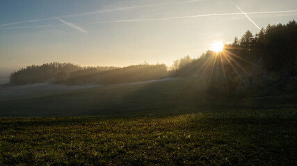 Winter inversion in the foothills, Czech Republic