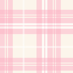 Check plaid pattern in pink and  beige. Seamless light pastel houndstooth tartan for dress, jacket, coat, scarf, other modern spring summer autumn winter fashion fabric design.