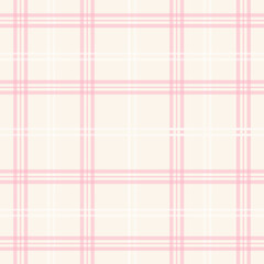 Check plaid pattern in pink and  beige. Seamless light pastel houndstooth tartan for dress, jacket, coat, scarf, other modern spring summer autumn winter fashion fabric design.