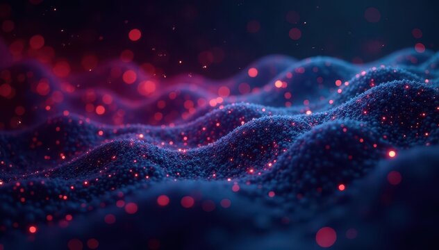 Shimmering data streams, binary code landscape, background, geometric