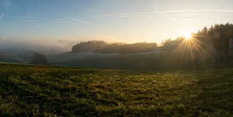 Winter inversion in the foothills, Czech Republic