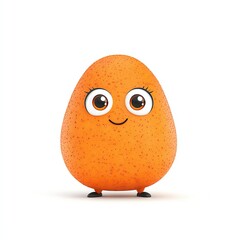 Isolated on white, a sweet potato character with big eyes and a heart-shaped smile