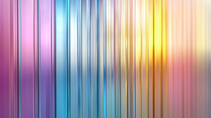 Obraz premium Horizontal Abstract Pastel Holographic Texture Design – Trendy Iridescent Rainbow Striped Ribbed Glass Background. Pearlescent effect.