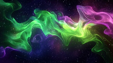 Cosmic Nebula: A Symphony of Green and Purple