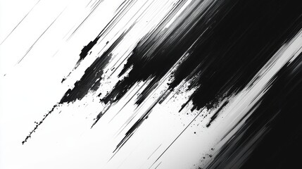Black paint streaks. Dark abstract paint. White background texture. Brush stroke effect. Simple art wallpaper. Modern design element.