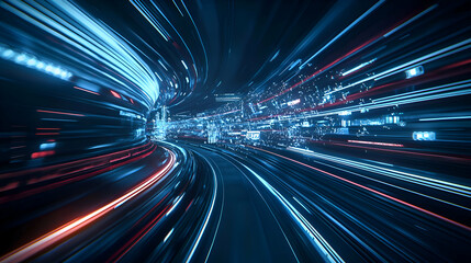 Obraz premium Abstract City Night Light Trails with Motion Blur