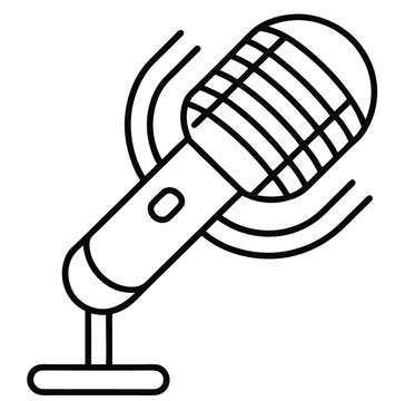 black microphone recording audio waves clip art preview