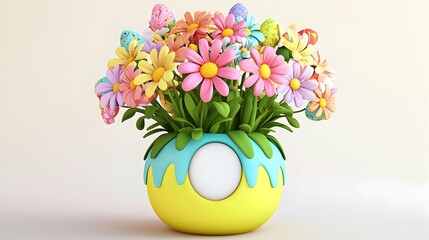 Customize Your Designs on Whimsical Easter Flower Vase Mockup