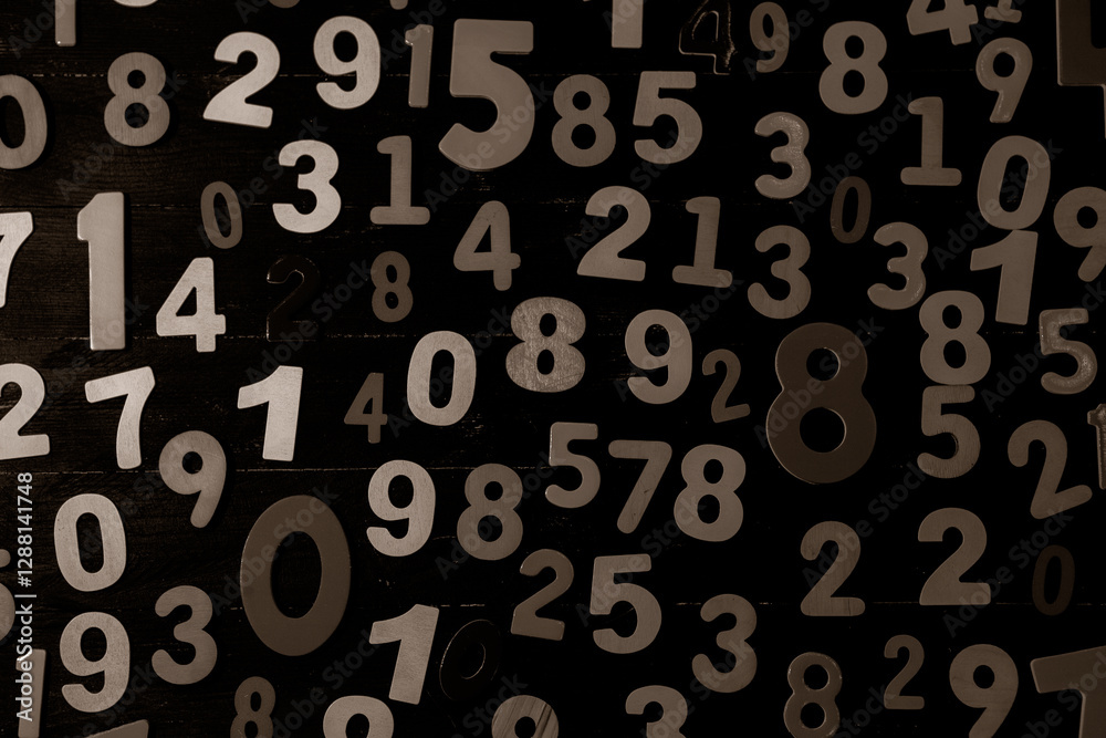 Poster background of numbers. from zero to nine. numbers texture. finance data concept. mathematic. seamles