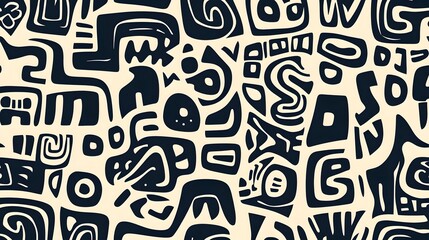 Mesmerizing Monochrome Tribal Geometric Pattern for Seamless Wallpaper or Background Design