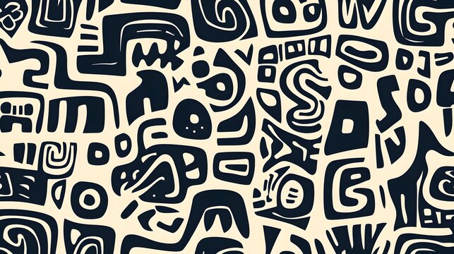Mesmerizing Monochrome Tribal Geometric Pattern for Seamless Wallpaper or Background Design