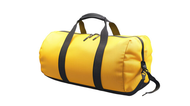 Bright yellow duffel bag designed for outdoor adventures and travel purposes