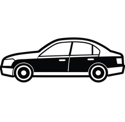 Easy-shape transportation private vehicle: a car used for carrying people. Line art, icon, vector, illustration, isolated, design, stock related to transportation. Editable Pro Vector.