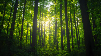 Fototapeta premium Sunlit Green Forest Path