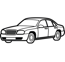 Easy-shape transportation private vehicle: a car used for carrying people. Line art, icon, vector, illustration, isolated, design, stock related to transportation. Editable Pro Vector.