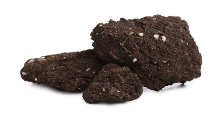 Piles of fresh soil isolated on white