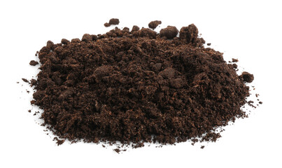 Pile of fresh soil isolated on white
