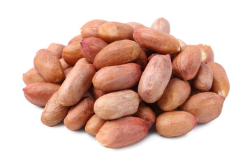 Pile of fresh peanuts isolated on white